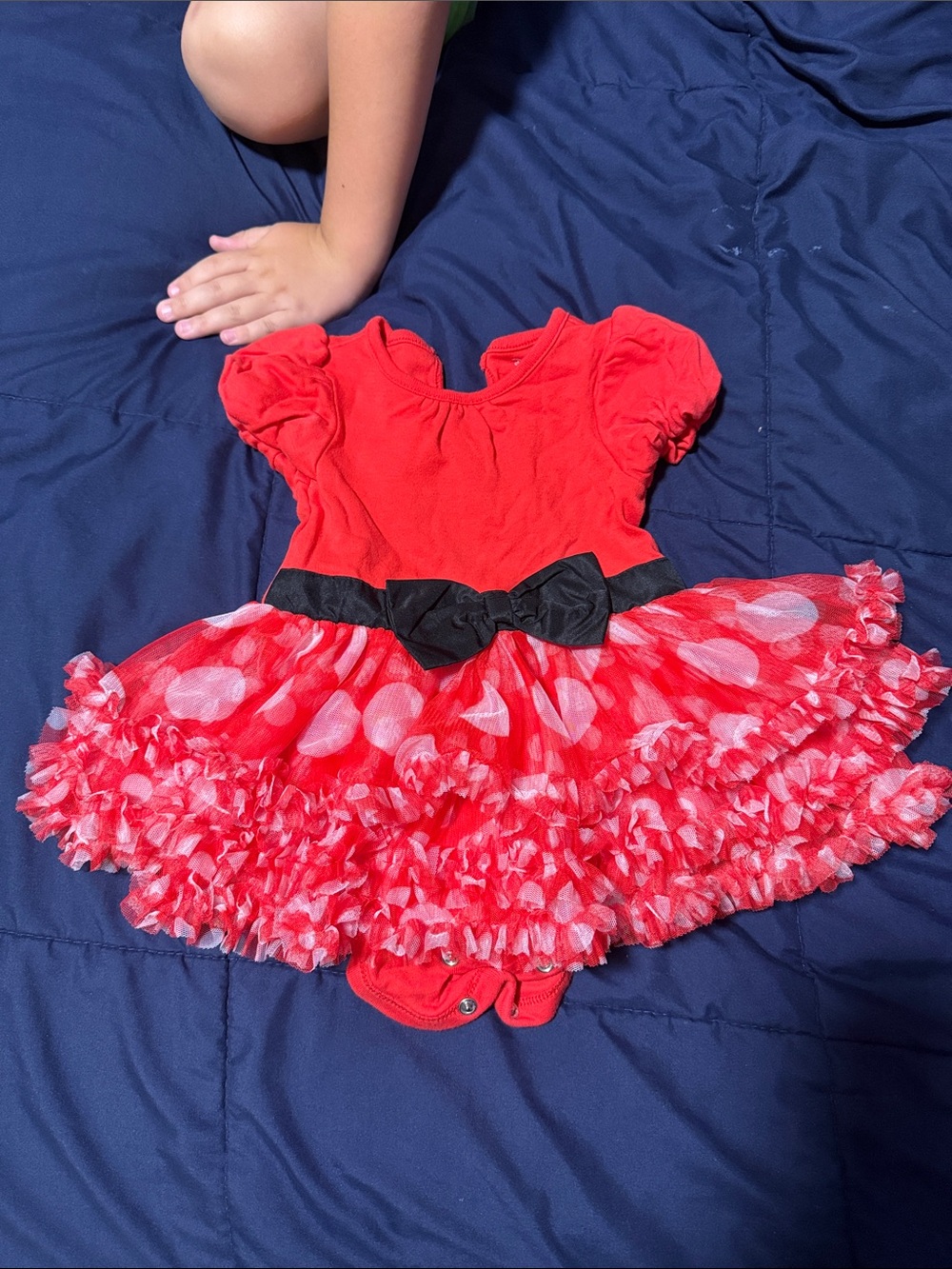 Disney Red and White Polka Dot Tutu Costume with Black Bow